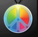 Flashing Rainbow Peace Sign Blinkies on Lanyards. These Flashing Rainbow Peace Sign Lanyards are perfect for that throw back Thursday 70's Outfit.
