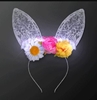 DISC-Floral Lights & Lace Bunny Ears Headband (Pack of 12) Floral Lights & Lace Bunny Ears Headband, floral, lights, light up, lace, bunny ears, headband, party favor, Easter, wholesale, inexpensive, bulk