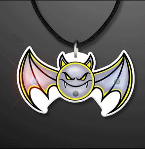 Flying Vampire Bat Blinky Lights Necklace. These Vampire Bat Blinky lights necklaces are the perfect addition to vampire Halloween outfits.