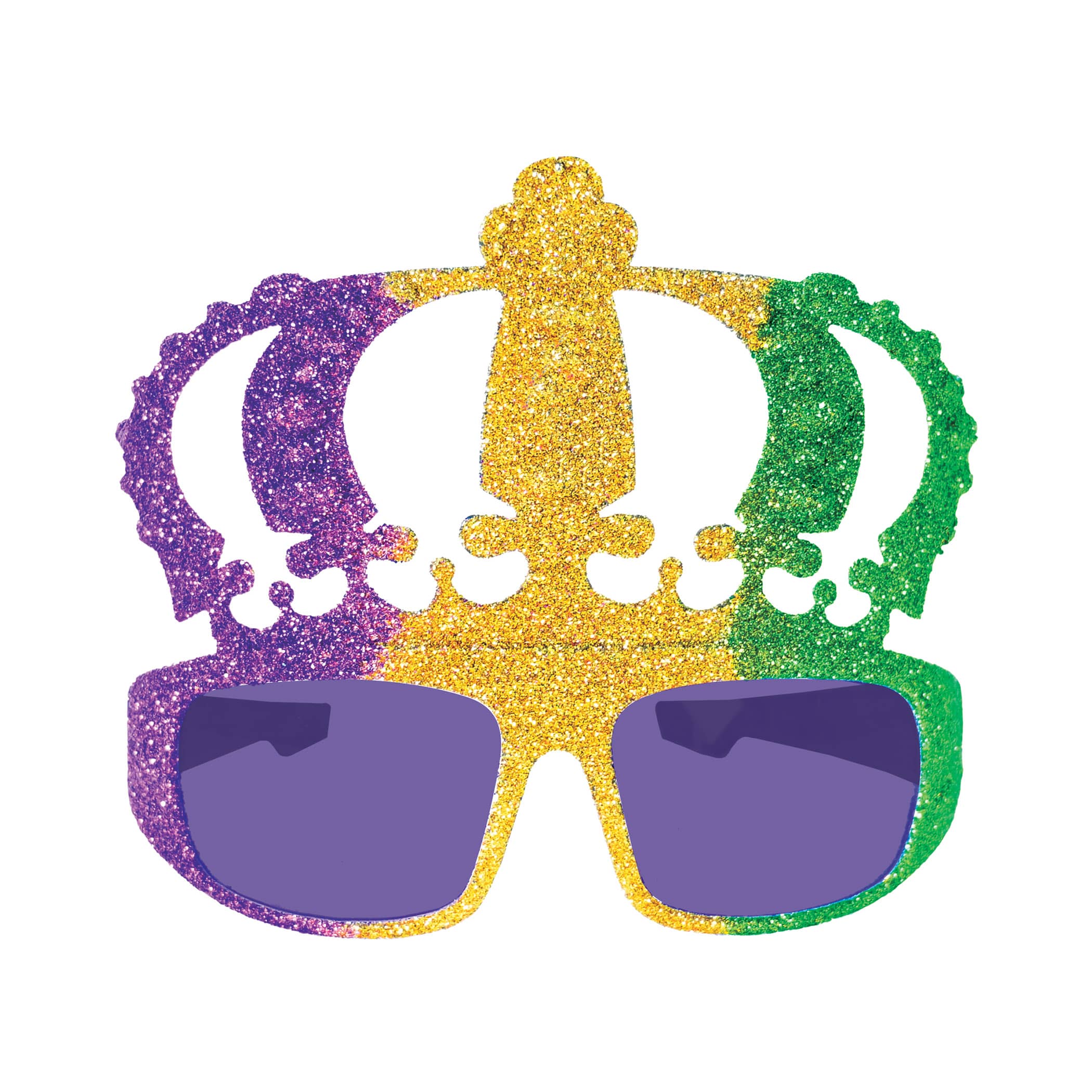 Glittered Mardi Gras Crown Glasses 