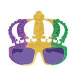 Glittered Mardi Gras Crown Glasses 