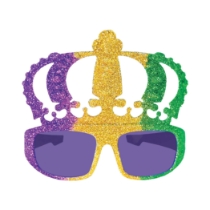 Glittered Mardi Gras Crown Glasses 