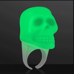 Green Glowing Light Up Skull Ring for Halloween 