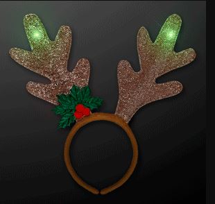 Golden Antlers Reindeer LED Headbands