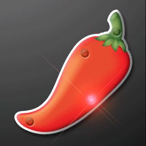 Chili pepper blinking pin that has LED lights. 