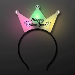 Happy New Year LED Crown Headbands (Pack of 12) Happy New Year LED Crown Headbands, light up, new years eve, crown, headband, party favor, wholesale, inexpensive, bulk, tiara, crown, new year, party accessories, hair accessory