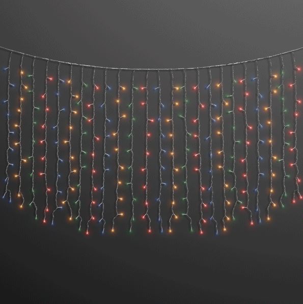 Light curtain backdrop that has LED lights of various colors. 