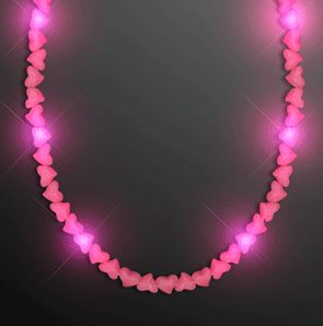 Pink heart beaded necklace with LED lights. 