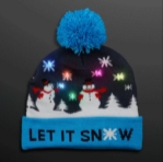 Winter snowman beanie with multi-color lights. 