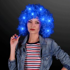Light Up Blue Afro Wig. This Light Up Blue Afro Wig is perfect for glow in the dark parties.