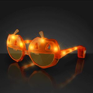 Light Up Orange Pumpkin novelty sunglasses. These light up pumpkin sunglasses are a great addition to any Halloween outfit.