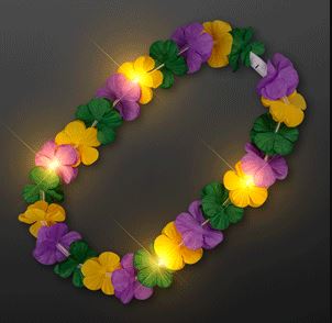 Mardi Gras Lei Light Up Flower Necklace or for a Luau