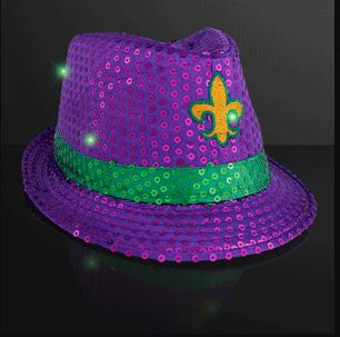 Mardi Gras Sequin Light Up Fedora Hats