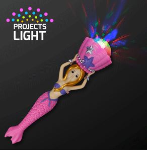 Pink Mermaid Magic Wand Spinning Multi colored Light Projector