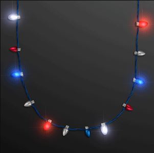 Mini Bulbs LED Red White Blue Necklace for the 4th of July or Memorial Day party favor