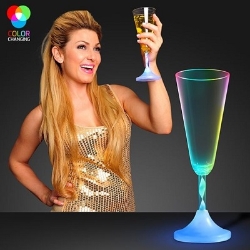 LED Champagne Glass (Pack of 12) LED champagne glass, light up champagne glass, glowing drinkware, BPA free acrylic glass, LED party cups, color changing champagne glass, night event drinkware, Party Express LED glasses