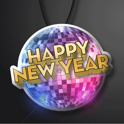 Happy New Year Disco Necklace (Pack of 12) 