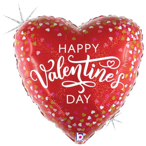 18" Valentine Confetti Hearts Foil Balloons