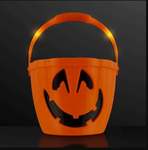 Light Up Pumpkin with Handle for Halloween Buckets
