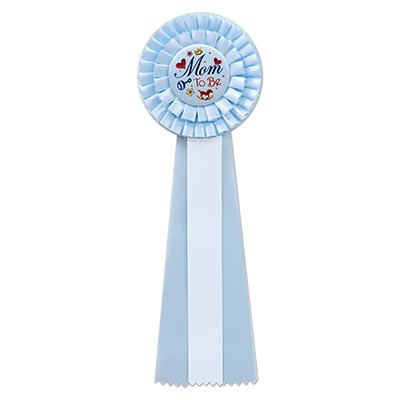 Light and Dark Blue Mom To Be Deluxe Rosette with fancy metallic lettering and designs