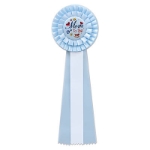Light and Dark Blue Mom To Be Deluxe Rosette with fancy metallic lettering and designs