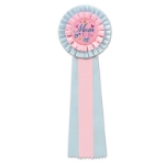Pink/Blue Mom To Be Deluxe Rosette with fancy metallic lettering and designs 