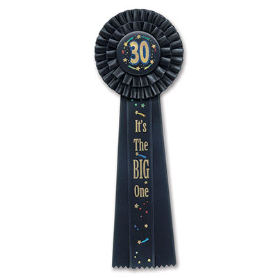 "30"Its The Big One Deluxe Black Rosette with gold and blue lettering and shooting stars