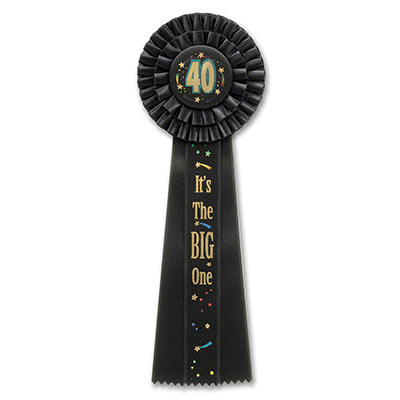 "40" It's The Big One Deluxe Rosette with gold and blue lettering and shooting star designs