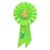 My 4th Birthday Lime Green Rosette has multi metallic colors of lettering and designs with stars 