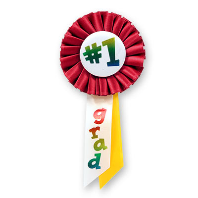 #1 Grad Rosette (Pack of 6) #1 Grad Rosette, #1 grad, rosette, classroom, senior, wholesale, inexpensive, bulk