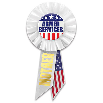 Armed Services Mother Rosette (Pack of 6) Armed Services Mother Rosette, armed services, mother, patriotic, american, july 4th, wholesale, inexpensive, bulk, party favor