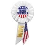 Armed Services Wife Rosette (Pack of 6) Armed Services Wife Rosette, armed services, wife, rosette, party favor, patriotic, july 4th, wholesale, inexpensive, bulk