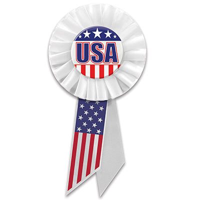 USA Rosette (Pack of 6) USA Rosette, USA, rosette, party favor, patriotic, wholesale, inexpensive, bulk, july 4th