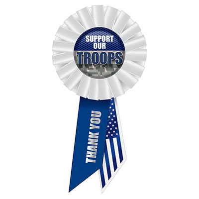 Support Our Troops Rosette (Pack of 6) Support Our Troops Rosette, support our troops, rosette, party favor, wholesale, inexpensive, bulk