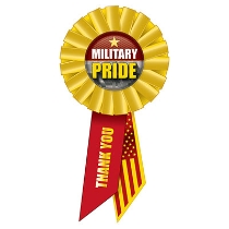 Military Pride Rosette (Pack of 6) Military Pride Rosette, military pride, military, rosette, party favor, july 4th, independence day. wholesale, inexpensive, bulk