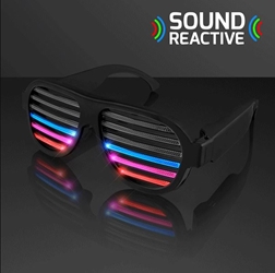 Rechargeable LED rave glasses with assorted colors. 
