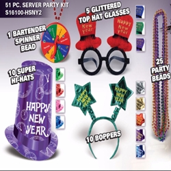 NYE party kit with accessories for restaurant wait staff and bartenders