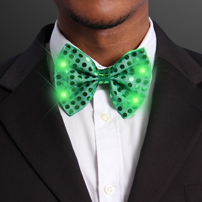 Sequin Green Bow Tie with Green LEDs. This Sequin Green Bow Tie will class up any outfit.