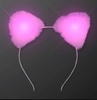 LED Soft Pink Light Up Cat Ears Headbands for Halloween 