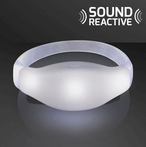 Sound Activated Light Up LED Flashing Bracelets. This Sound Activated Light Up LED Flashing Bracelet is perfect for glow in the dark parties.