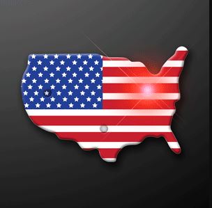 U.S.A. Country Flashing Pin (Pack of 12) U.S.A. Country Flashing Pin, usa, flashing, pin, red, white, blue, patriotic, july 4th, memorial day, party favor, wholesale, inexpensive, bulk