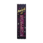 Award Of Excellence Value Pack Ribbons with gold and silver metallic lettering outlined in purple with stars