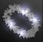 White Hawaiian Flower Light Up Lei for a Luau themed party