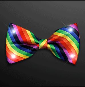 White LED Rainbow Stripe Bow Ties. These Rainbow Stripe Bow Ties will class up any outfit.