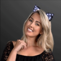 Black laced headband cat ears that lights up.