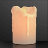 Pillar candle with LED light that gives a moving effect. 