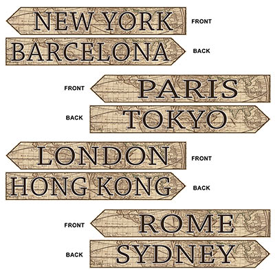 World. Sign Posts. Printable Around The World Street Sign Cutouts